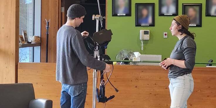 Workshop participants with film equipment